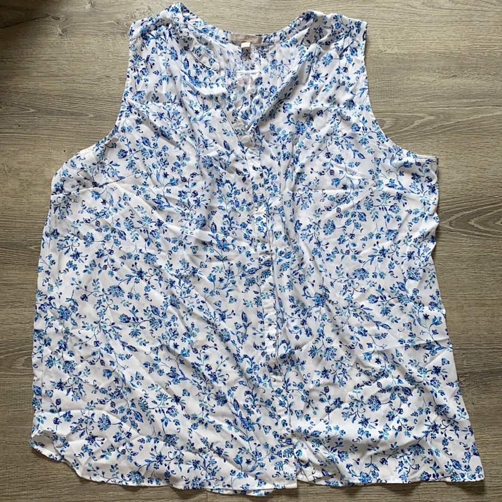 Woman Within 2X Pintuck Button Down Tank 100% Poly